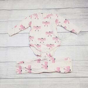 12m Tiny Cottons Pink Bow Bodysuit & Leggings